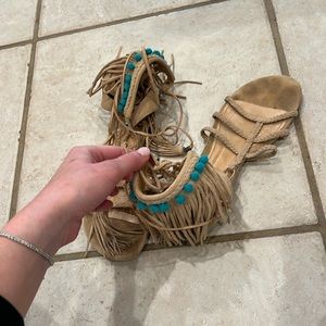 Schutz Fringe Sandals